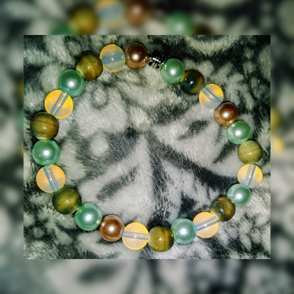 Homemade Pearl and Jasper Bracelet